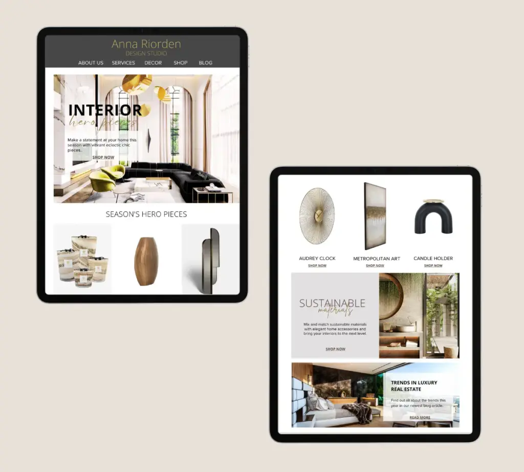 Email sequence portfolio project by Yatra Creation for Anna Riorden, holistic interior designer – strategic email marketing for conscious businesses