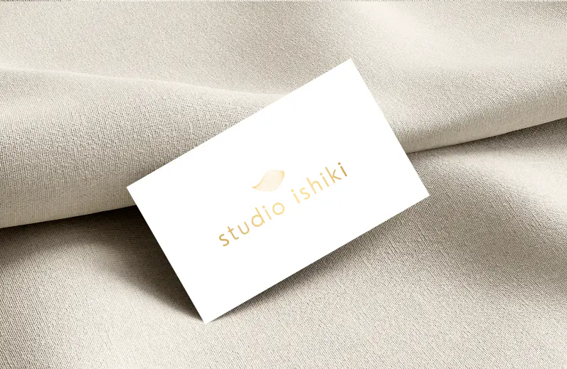 Business card design portfolio project by Yatra Creation for Studio Ishiki – elegant logo design in elegant brand colors for conscious businesses